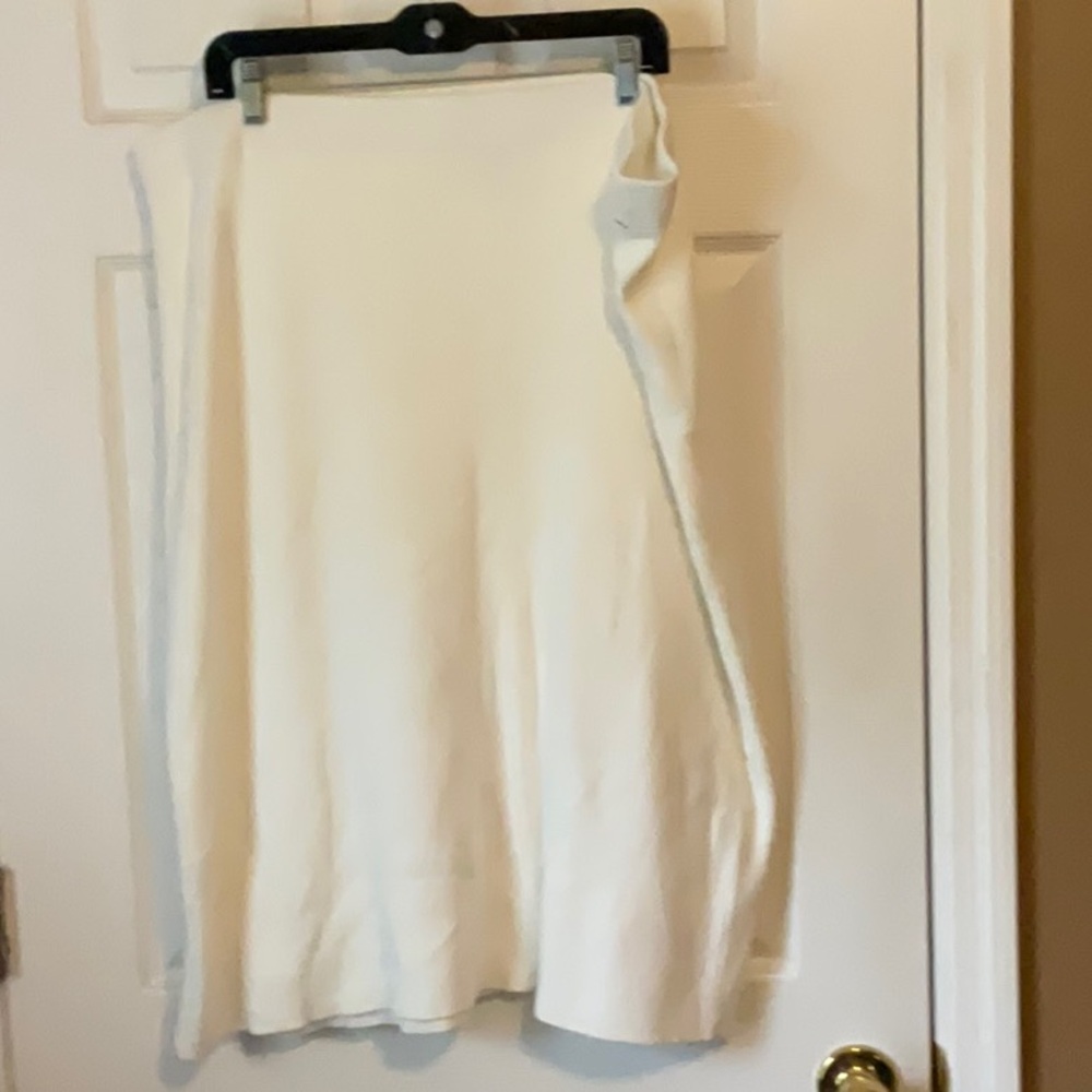 Ava & Viv Ribbed Knit Cream Elastic Waistband Pencil Skirt Plus Size 2X (20-22)